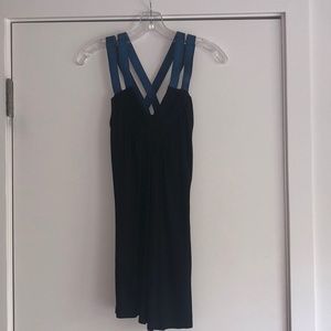 Neimans black tank with blue 100% leather straps!